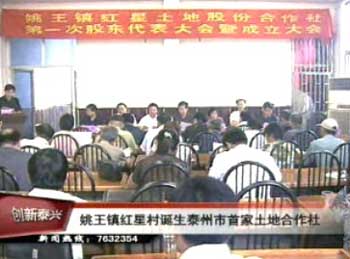 姚王鎮紅星村誕生泰州市首家土地合作社